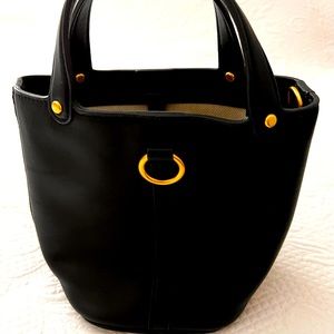 TORY BURCH New York Black Leather Bucket Bag